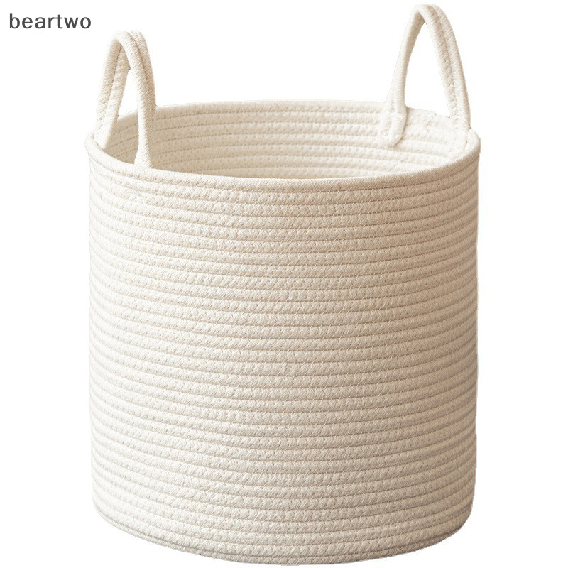 < Beartwo > Nhà sắp xếp và lưu trữ Giỏ trẻ em Dây Cotton dệt Giỏ giặt Đồ lặt vặt Sắp xếp đẹp