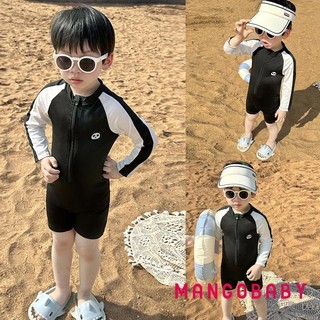 Mg-kids Bé Trai Rash Guard Đồ Bơi Playsuit Họa Tiết Gấu Trúc Chắp Vá Dây Kéo Dài Tay Chống Nắng Tắm Phù Hợp Với Đồ Bơi
