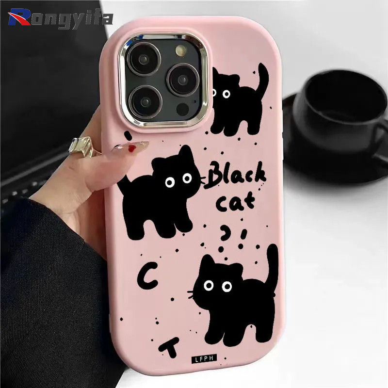 Ốp Điện Thoại Mèo Đen Cho Vivo Y20 Y20i Y20S Y20T Y20A Y12S Y12A Y11S Y17 Y15 Y13 Y12 Y11 2019 IQOO Z8 Z8X Z9 Turbo Z9X Z7 Z7X Hoạt Hình Dấu Câu Hỏi Mèo Mềm Chống Sốc Vỏ Điện Thoại