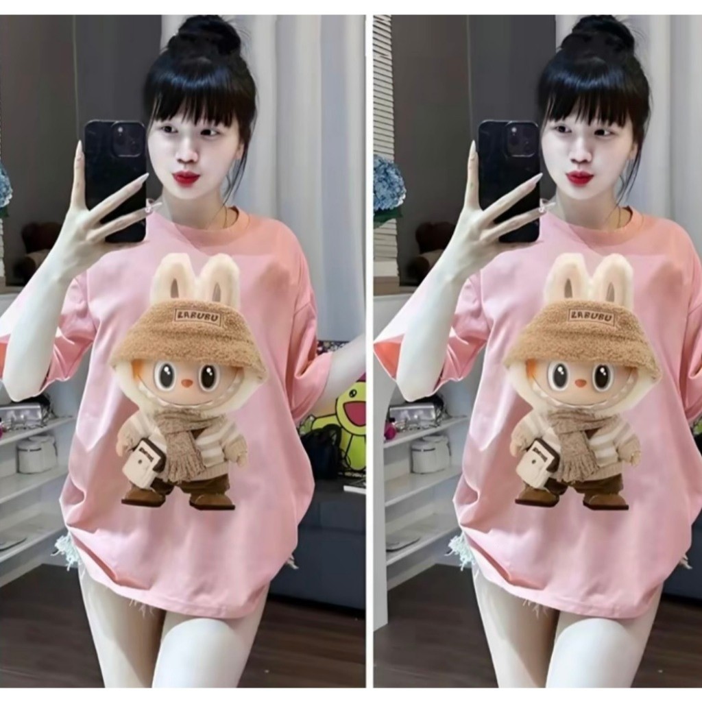 [S-3XL] Labubu Men & Women Trendy T-shirt Loose Breathable Quick-Drying Top Couple T-shirt 2024 Summer