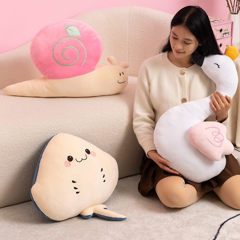 Rytanda Ốc Sang Trọng Đồ Chơi Gấu Bông Dễ Thương Thiên Nga Búp Bê Ray Mô Phỏng Động Vật Gối Mềm Cho Trẻ Em Quà Tặng Sinh Nhật Trang Trí Nhà Cửa