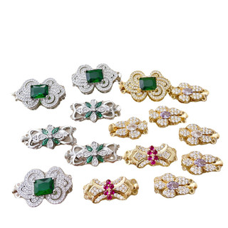 Mặt dây chuyền đôi mạ vàng, khóa ngọc trai zircon, đầu nối dây chuyền, phụ kiện trang sức DIY cho vòng tay và dây chuyền