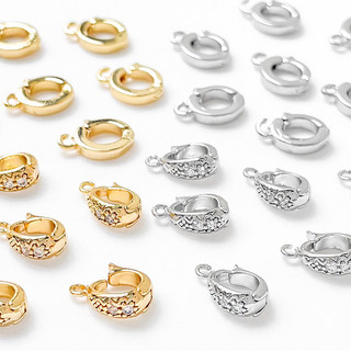 18K Mạ vàng Đồng Zirconia Giữ màu Khóa hạt dưa đơn giản Mặt dây chuyền đơn Khóa phổ thông Phụ kiện hạt DIY cho vòng tay và dây chuyền