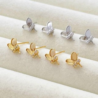 14k Vàng Đóng Gói Màu Giữ Kẻ Sọc Zircon Mạ Vàng Thật Thỏ Bông Tai diy Handmade Trang Sức Bông Tai Phụ Kiện Chất Liệu