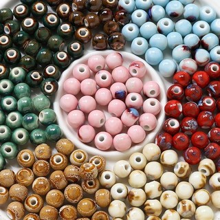 Hạt tròn gốm sứ diy in cổ điển Hạt rời trang sức thủ công vòng tay vòng cổ bông tai chuỗi hạt Vật liệu phụ kiện