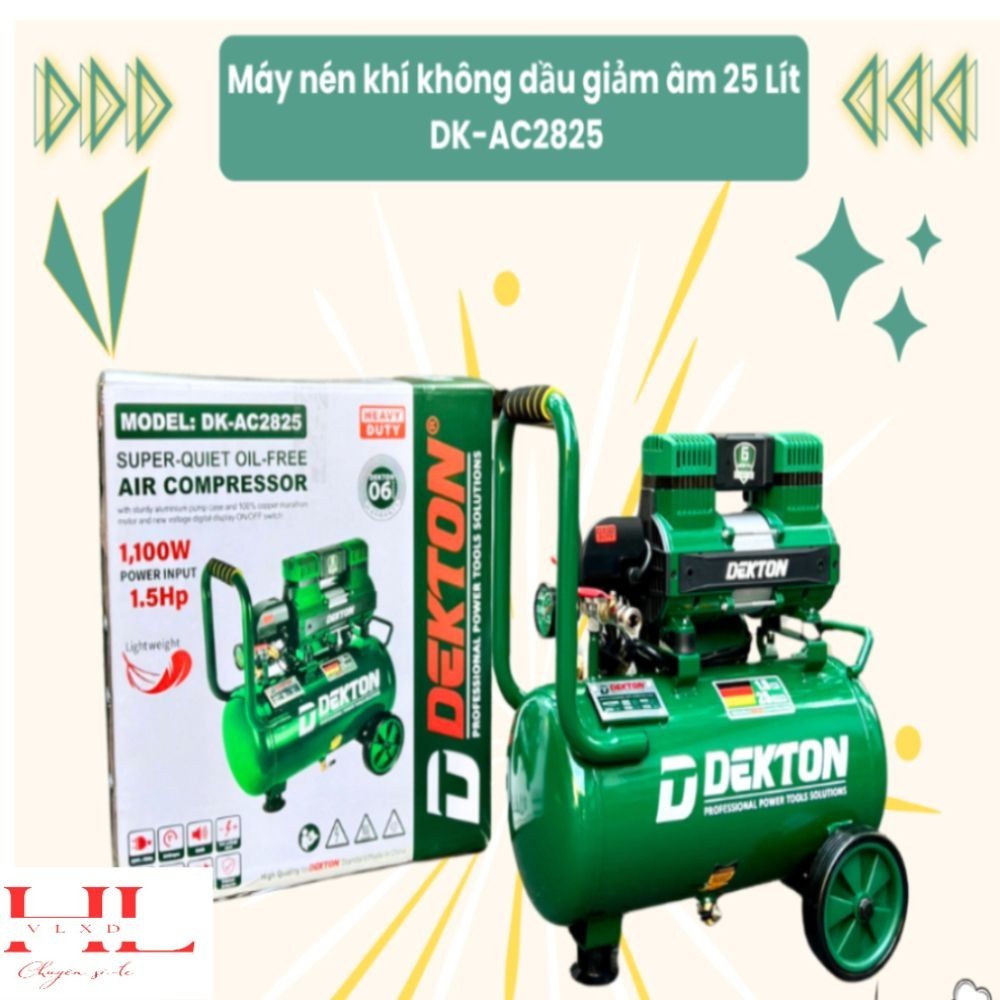 Máy nén khí không dầu 25Lít Dekton DK-AC2825/AC2925Công suất 1.5HP ...