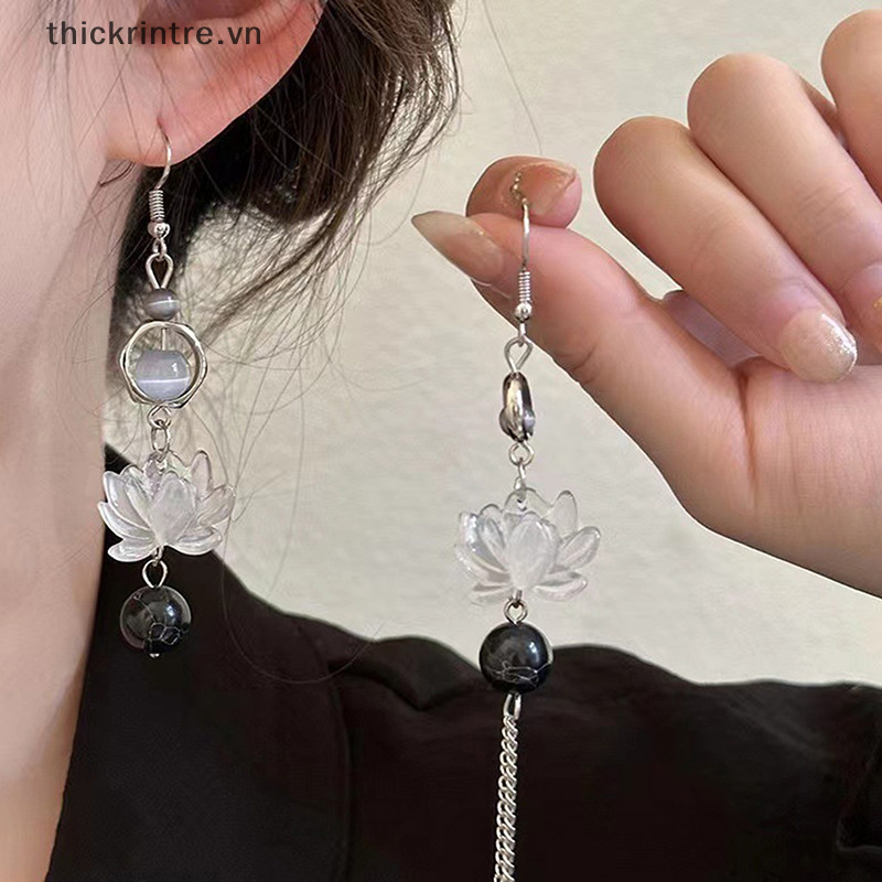 Thi 1 Đôi Bông Tai Sen Tinh Tế Độc Đáo Hoa Hồng Thanh Lịch Bất Đối Xứng Thả Bông Tai Nữ VintageJewelry Phụ Kiện VN