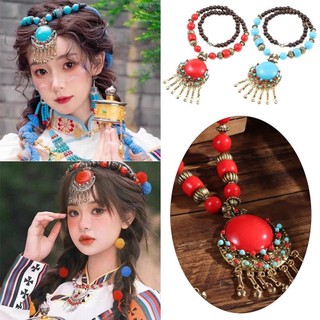 [Còn hàng] Vòng cổ mặt dây chuyền Bohemian NOOKSTORY, Vòng cổ Bohemian cổ điển bằng hợp kim, Quà tặng chất lượng cao Trang sức Vòng cổ dài ngọc lam cho bé gái