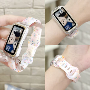 Dây đeo silicon thạch trong suốt có vỏ cho Samsung Galaxy FIT 3 Vòng tay thoáng khí Dây đeo cổ tay thể thao Samsung Fit3 Phụ kiện có thể thay thế