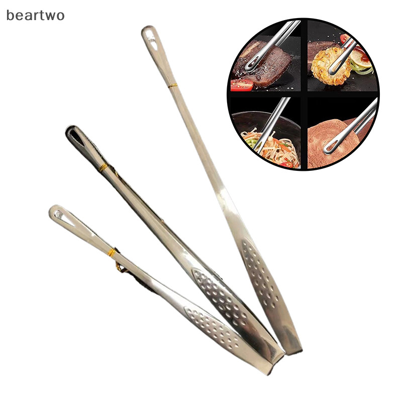 < Beartwo > Kẹp Thực Phẩm BBQ Kẹp Thịt Nướng Thép Không Gỉ Nhà Bếp Thực Phẩm Kẹp Thịt Chống Trơn Trượt Chống Dính Bít Tết Kẹp Dụng Cụ Nấu Ăn Nướng Nướng Đẹp