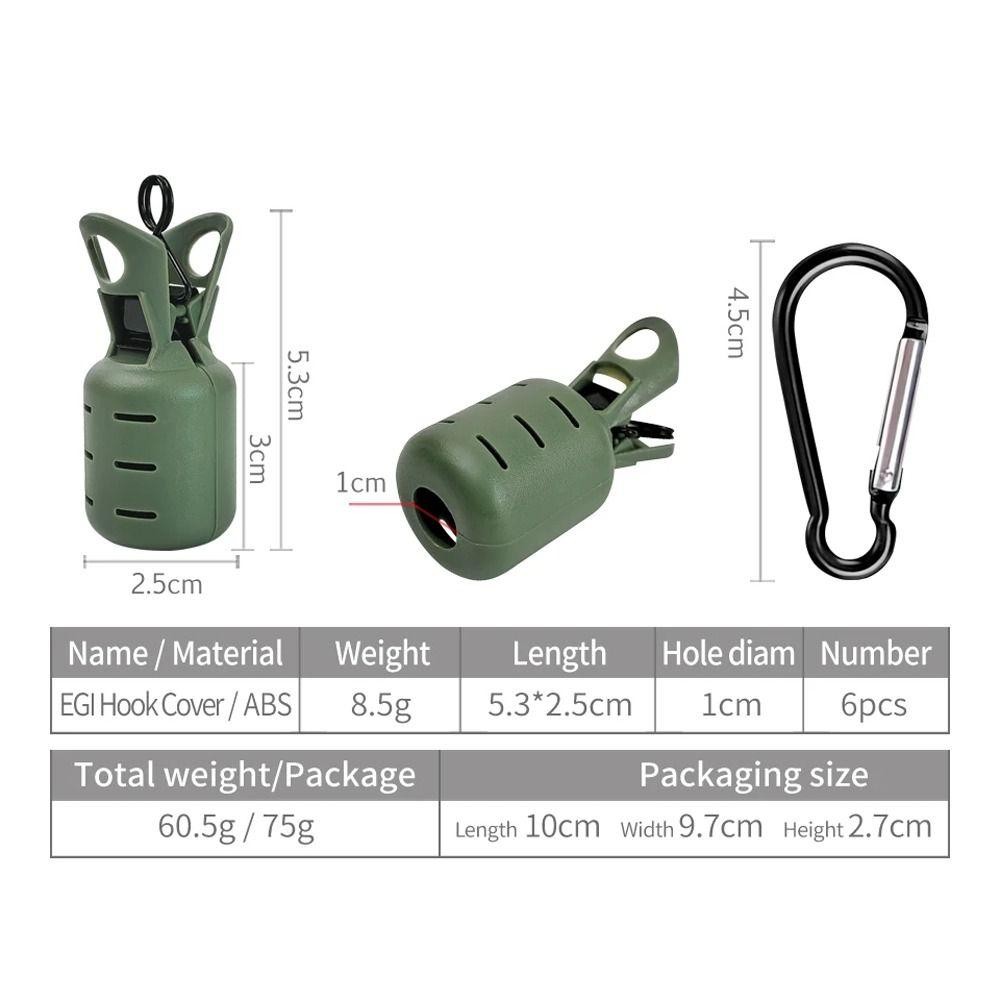 CQCJ Set 6 Dụng cụ Mực Jig với Carabiner bảo vệ mồi câu cá thực tế