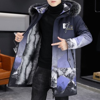 Lông Cừu Lót Dày Áo Khoác Nam Giữa Chiều Dài Hợp Thời Trang Áo Khoác Parka Áo Khoác Cotton Áo Khoác Nam Mùa Đông 2023 Áo Gió 8.18