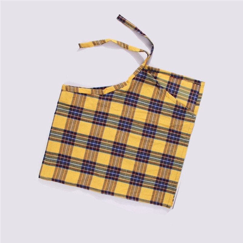 Tầm Nhìn Unisex Checkered Lớp Ngắn Quấn Váy Không Đều Xếp Ly Tạp Dề Váy Buộc Một Dòng Hông Khăn Overskirt Áo E