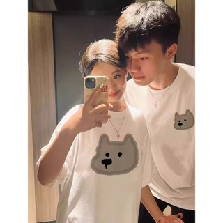 Những người yêu thích cotton mặc áo thun cotton thích hợp mùa hè không giống nhau 2024 áo thun ngắn tay mới dành cho nam và nữ có cùng áo sơ mi đế siêu lửa Instagram