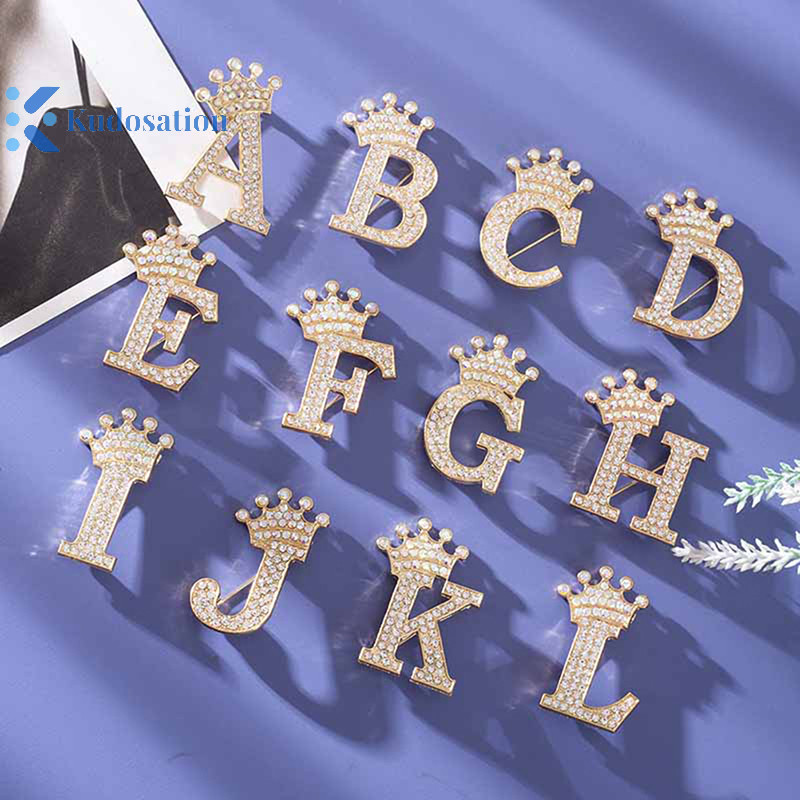 Kudosation Vương Miện Thời Trang 26 Chữ Cái Ban Đầu A Đến Z Pha Lê Kim Cương Giả Thổ Cẩm Chân Cho Nữ Váy Cưới Ve Áo Cổ Pin Trang Sức