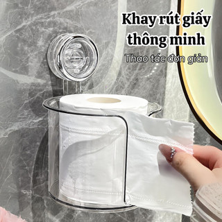 Hộp đựng giấy vệ sinh trong suốt hút chân không có khe rút giấy, Hộp đựng khăn giấy phòng tắm