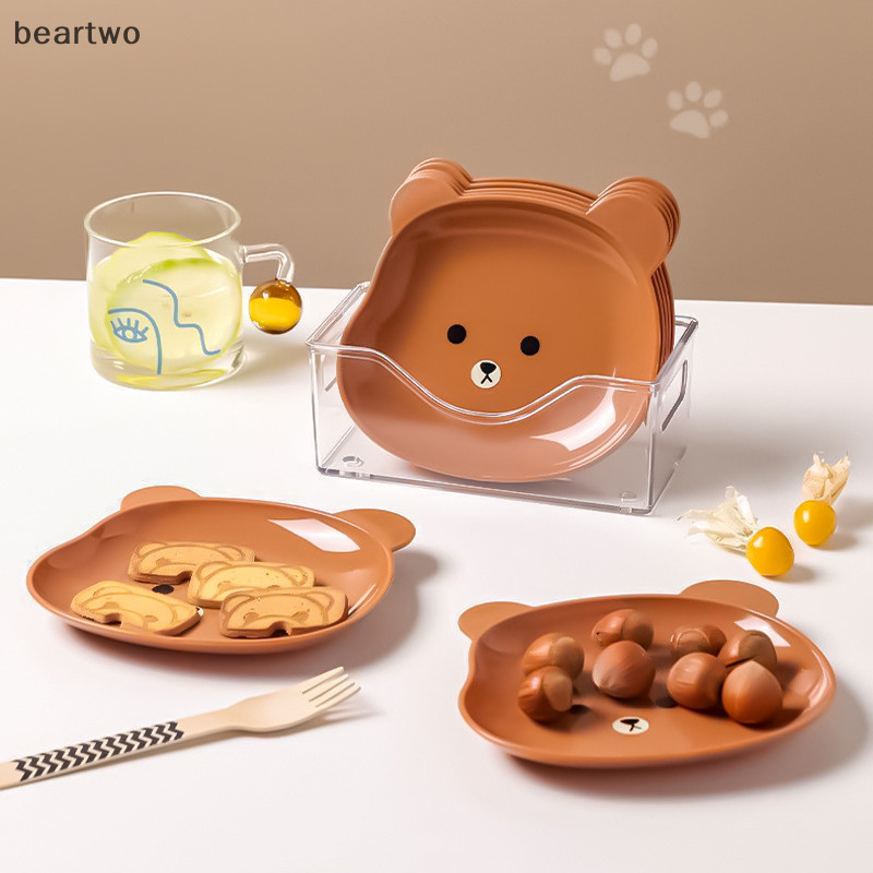 < Beartwo > Đĩa Ăn Gấu Nhỏ Hình Hoạt Hình Gấu Nhổ Xương Đĩa Để Bàn Thùng Rác Khay Ăn Nhẹ Thực Phẩm Dư Lượng Đĩa Trái Cây Bộ Đồ Ăn Nhà Bếp Đẹp