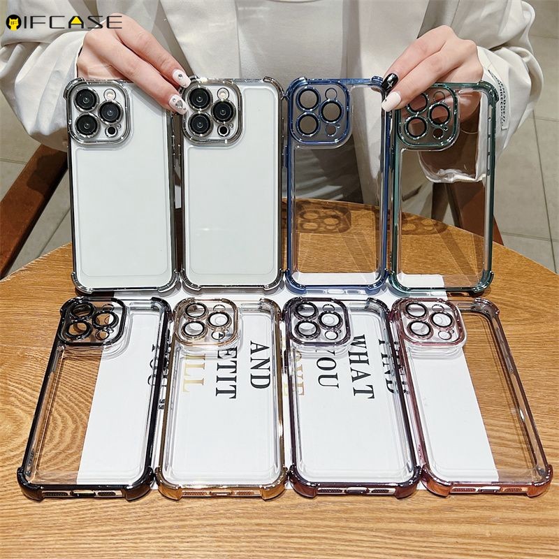 Dành Cho Samsung Galaxy A16 A15 A14 A13 A12 A55 A54 5G A52 A52s A51 4G Ốp Điện Thoại 4 Góc Túi Khí Chống Rơi Chống Sốc Mạ Vàng Trong Suốt Vỏ Mềm Ốp Lưng
