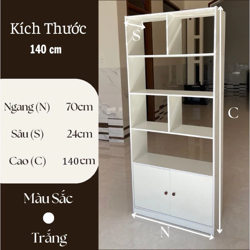 Kệ sách gỗ ( kèm thêm hậu) tủ gỗ để đồ năng, tủ đứng để đồ trưng bày chất liệu gỗ MDF có ngăn nhiều
