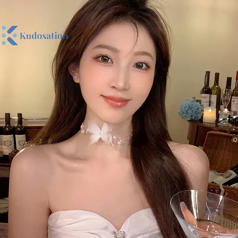 Kudosation Ngọc Trai Trắng Vòng Cổ Choker Cho Nữ Ngọt Ngào Giả Ngọc Trai Xương Đòn Dây Chuyền Cổ Vòng Cổ Trang Sức Cưới Quà Tặng