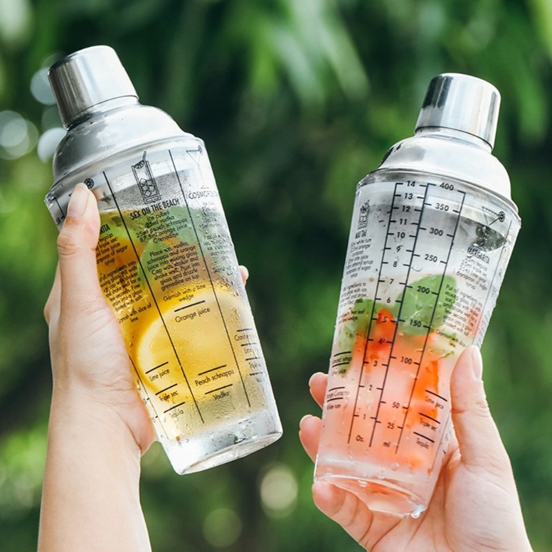 Bộ pha chế thủy tinh exhila 400ml Bình lắc cocktail có cần khuấy và cốc đo