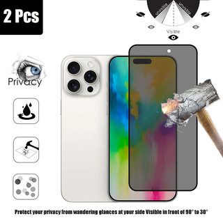 2 Chiếc Bảo Vệ Màn Hình Kính Cường Lực Bảo Vệ Màn Hình Cho iPhone 16 14 13 15 12 11 Pro Max Plus Chống Gián Điệp 9D Kính Bảo Vệ