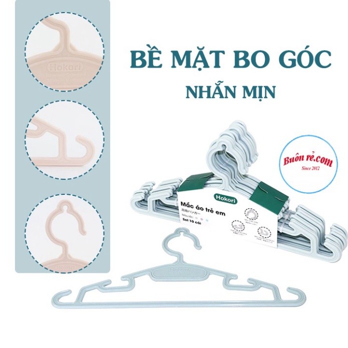 Set 10 móc treo quần áo trẻ em Hokori cao cấp (2830) nhựa Việt Nhật -Mắc nhũ treo quần áo, móc phơi đồ  -Buôn rẻ 01461 B