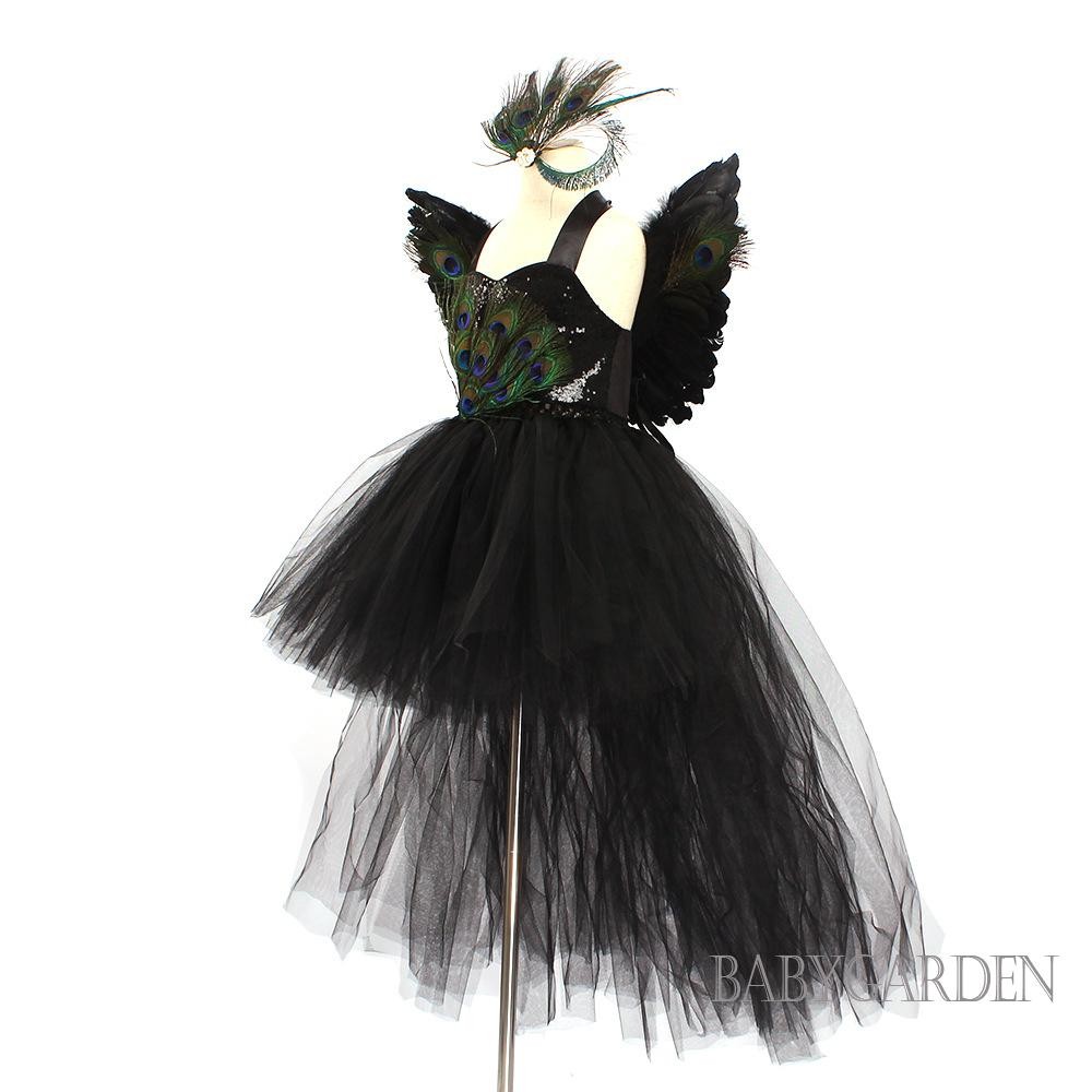 / / -2-12 Tuổi Trẻ Em Bé Gái Trang Phục Halloween Kim Sa Lấp Lánh Đầm Con Công Cánh Và Kẹp Tóc Cho Tiệc Cosplay Trang Phục Ngày Lễ