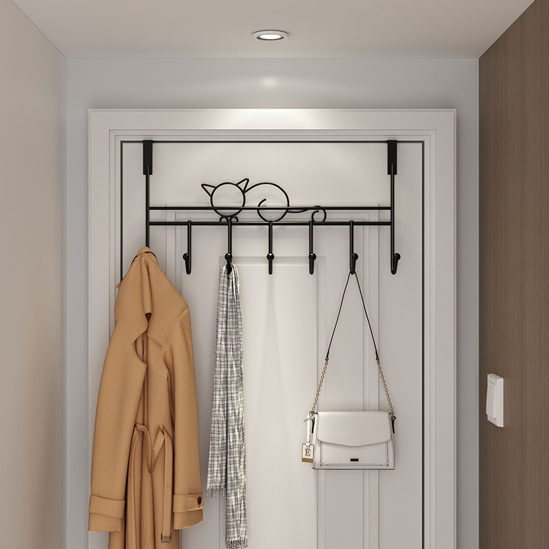 mắc quần áo inox cài cửa gồm 7 móc tiện lợi, mắc cài sau cửa phun sơn tĩnh điện