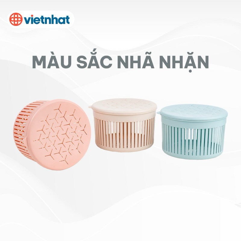 Rổ nắp tròn mini, Rổ đựng đồ thoáng khí, đựng đồ cho bé có nắp đậy tiện dụng Việt Nhật cao cấp 3396