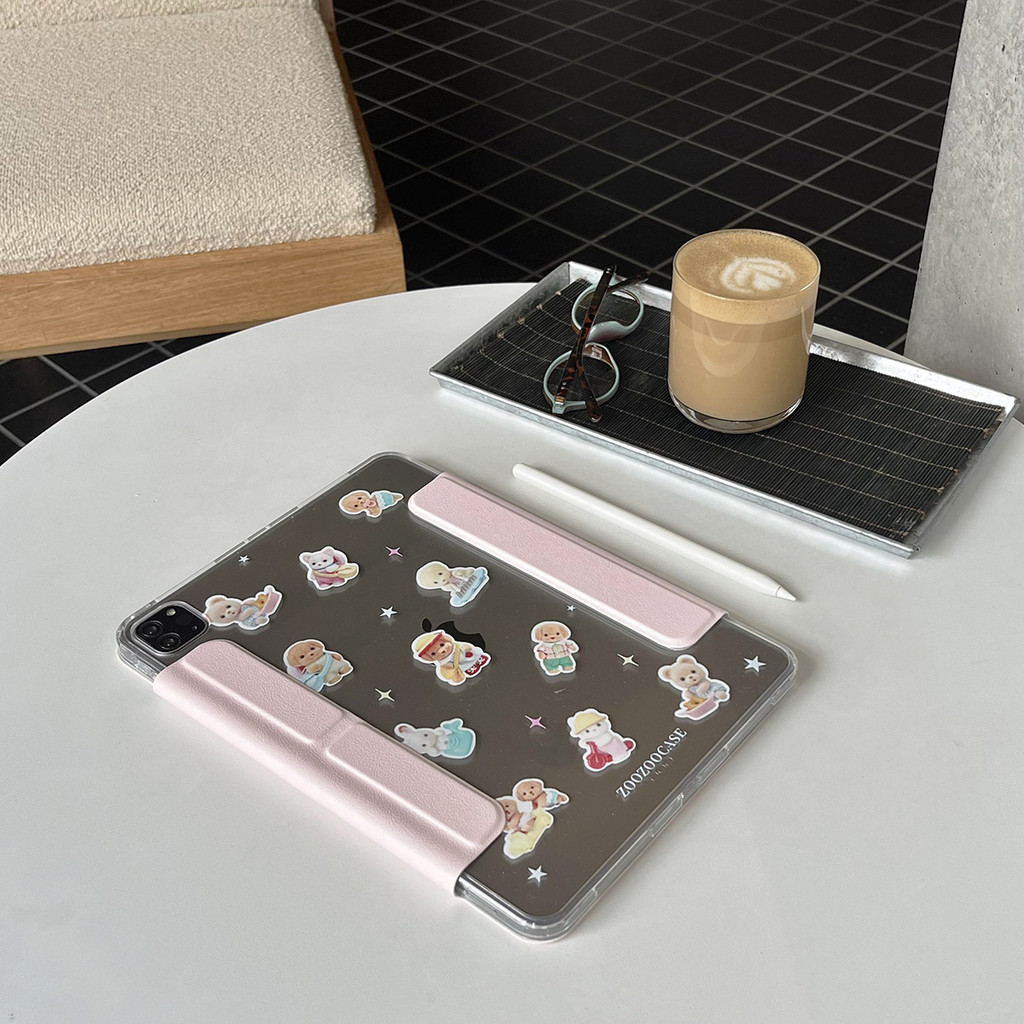 Vỏ Có Thể Tháo Rời Cho Mini6 Mini7 IPad 5 6 7 8 9 10th Air2 Air3 Air4 Air5 Air6 10.9 "Pro10.5 Pro11 Pro12,9 2018 A16 Air M2 Pro M4 11 13 2024 Bao Da Họa Tiết Chó Con Dễ Thương