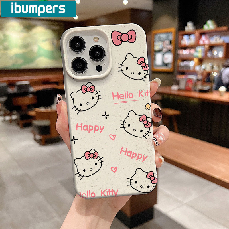 ibumpers Ốp Lưng iPhone Dễ Thương Hello Kitty Màu Trắng Ốp Điện Thoại Dày Dặn Silicon Mềm Chống Sốc Chống Bẩn Cho Iphone 16 15 14 12 13 11 Pro Max IP 7 8 Plus X XS XR