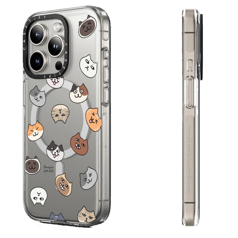 Casetify X CATS MOOD Hút Từ Tính Trong Suốt Cứng Acrylic Mặt Sau TPU Edge Ốp Lưng Điện Thoại Ốp Lưng Tác Động Cho Apple IPhone 13 14 15 Pro Max