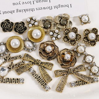 Xu hướng cổ điển tất cả các kết hợp hợp kim ngọc trai với kim cương hoa hồng nơ hoa Tai Tình Yêu DIY phụ kiện trang sức bán buôn