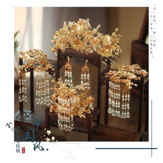 Trung Quốc Cô Dâu Mũ Bộ Vàng Khí Quyển Cổ Mặt Trước Và Sau Vương Miện Cổ Trang Phục Phụ Kiện Tóc Xiuhe Trang Sức 10.15