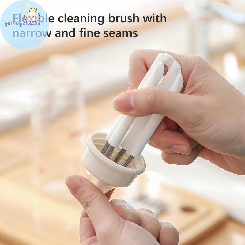 Pufangbliss al Cup Nắp Bàn Chải Crevice Dụng Cụ Vệ Sinh Tiện Ích Để Vệ Sinh Nhà Tay Cầm Cong Bàn Chải Vệ Sinh VN