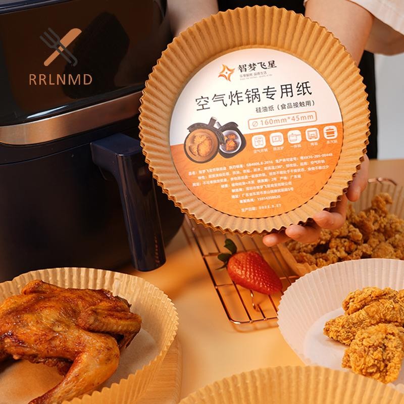 Rrlnmd 50 Chiếc Nồi Chiên Không Khí Dùng Một Lần Giấy Lót Khay Giấy Chống Dầu Thảm Nướng Bánh Chống Dính MỚI