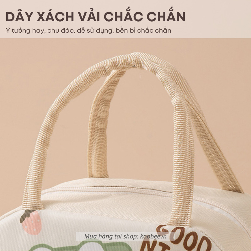 Túi Đựng Hộp Cơm Giữ Nhiệt Vải Oxford Chống Nước Họa Tiết Hoạt Hình – Mang Đi Học, Đi Làm Tiện Lợi | Mã 168
