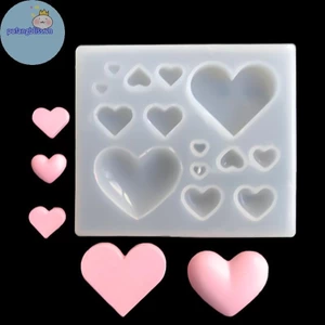 Pufangbliss 3D Tình Yêu Hình Trái Tim Khuôn Silicon Nhựa Dính Nhà Bếp Bánh Nướng Trang Trí Khuôn Socola DIY Trang Sức Bông Tai Mặt Dây Chuyền Dụng Cụ VN