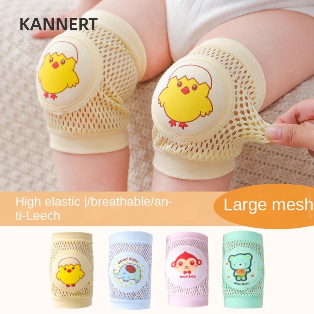 Kannert Crawling Bảo vệ trẻ mới biết đi, Miếng đệm đầu gối hoạt hình co giãn cho bé, Máy sưởi chân trẻ em bằng vải Polyester Cotton