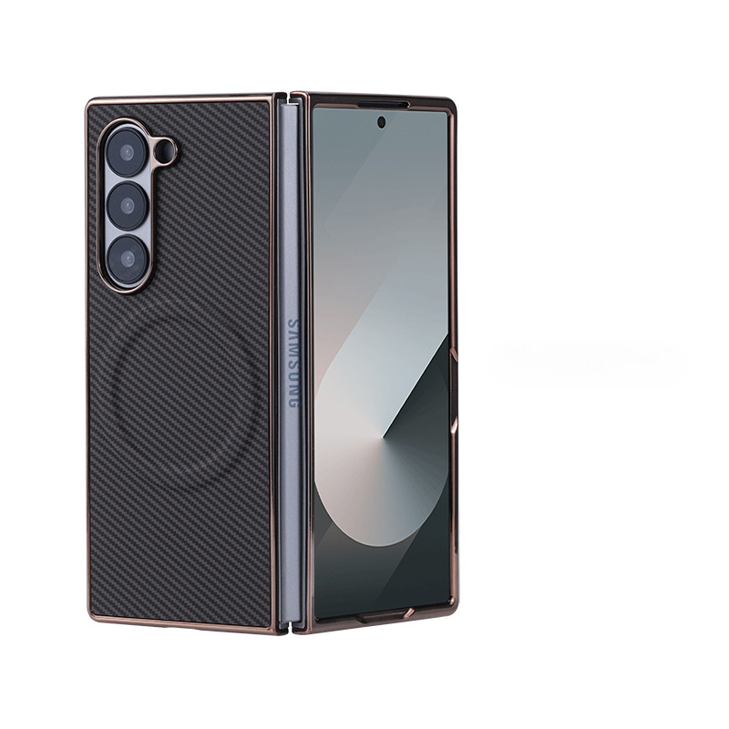 Ốp Điện Thoại Mạ Điện Cho Samsung Galaxy Z Fold 6 5 4 3 Fold6 Fold5 Fold4 Fold3 5G Vỏ Bảo Vệ Bằng Sợi Carbon