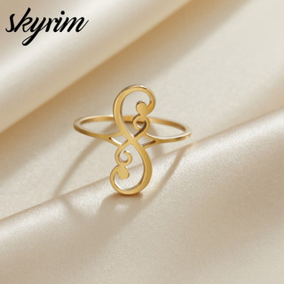 Nhẫn biểu tượng vô hạn bằng thép không gỉ SKYRIM dành cho nam nữ Trang sức thời trang cổ điển Không sơn