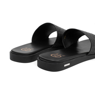 Dép da nam quai ngang phối họa tiết monogram cao cấp, dép da nam êm chân bền bỉ FTTLeather D605