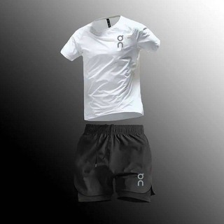 Exercise Running Outfit Summer Breathable Quick-Drying Men's and Women's Marathon Fitness round Neck Short Sleeve Track and Field Training Shorts WxzH