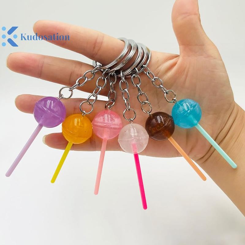 Kudosation 1 Mô Phỏng Lollipop Móc Khóa Trong Suốt Dạ Quang Nhựa Phụ Kiện Túi Kẹo Đồ Trang Trí Quà Tặng Sáng Tạo Điểm