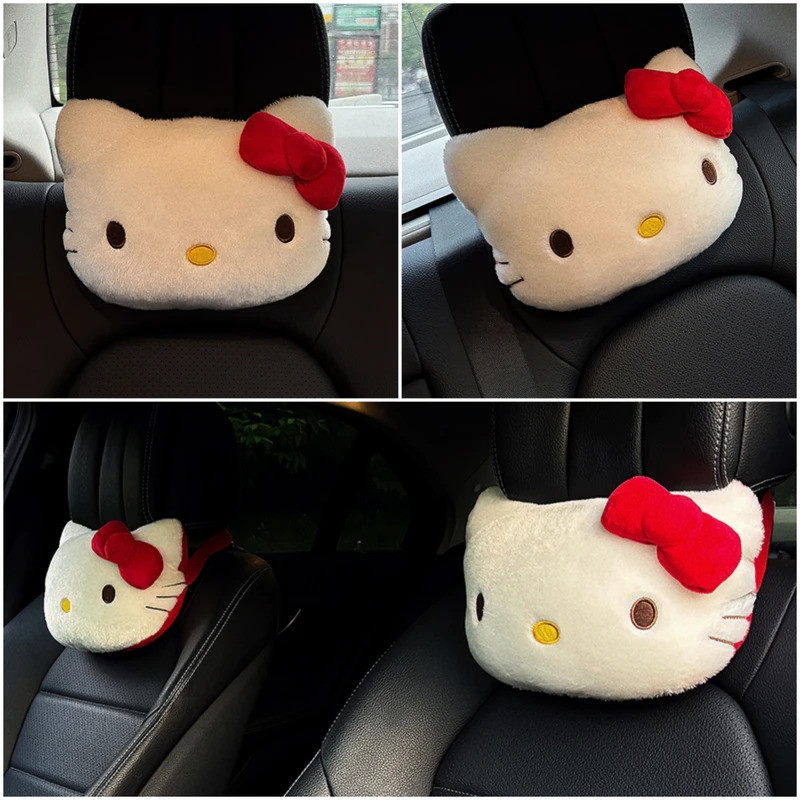 Hello Kitty Tựa Đầu Ô Tô Gối Kawaii Anime Nhật Bản Sang Trọng Cổ Hỗ Trợ Cô Gái Dễ Thương Trang Trí Ghế Đồ Chơi Nhồi Bông