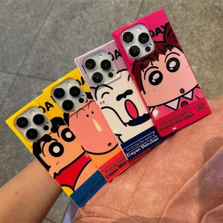 Phim Hoạt Hình Dễ Thương Shin-chan Anime Vuông Silicon Mềm Ốp Lưng Điện Thoại iPhone 16Promax 16Pro 15Promax 11 12 13 14 Pro Max 15Plus Chống Sốc Nữ Điện Thoại Di Động