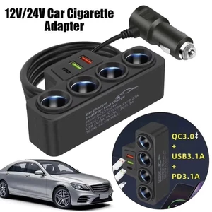Bộ Sạc USB Ô Tô 12/24V 120W Có Đèn QC3.0+USB3.1A+PD3.1A Bảo Vệ An Toàn Dành Cho Điện Thoại Máy Ghi Âm