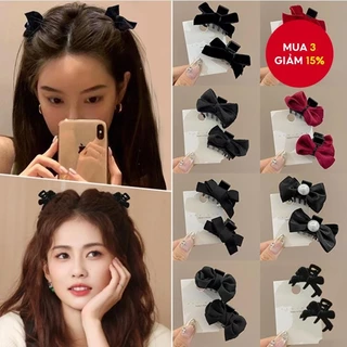 Bộ 6 Kẹp Tóc Nơ Nhung Cho Bé Gái Phong Cách Hàn Quốc Dễ Thương Ruy Băng Kẹp Tóc Phụ Kiện Tóc
