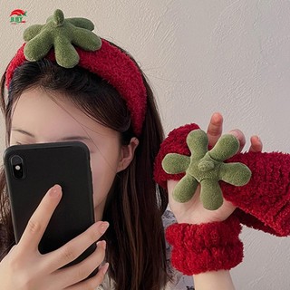 Băng đô và dây đeo cổ tay hình dâu tây đáng yêu, trang sức băng đô sang trọng cho tiệc và thời trang